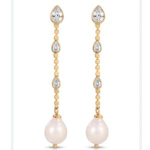 Like New! Ettika Droplet Crystal and Pearl Earrings